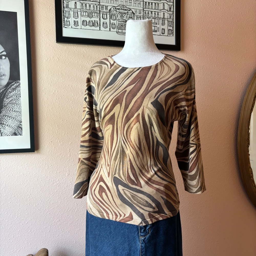 Vintage 90s Silk Zebra Print Blouse